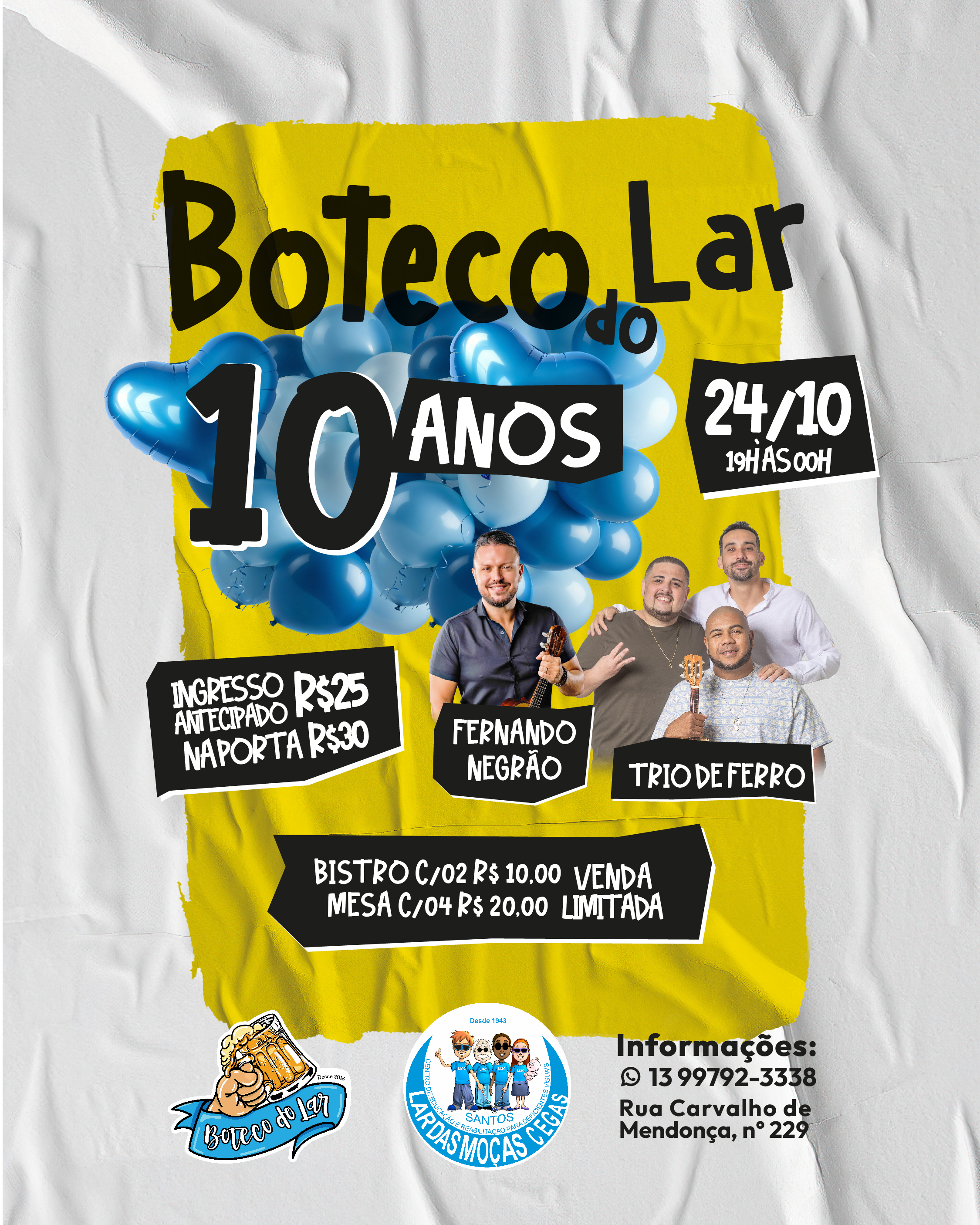 Venha prestigiar 10 anos de Boteco do Lar!