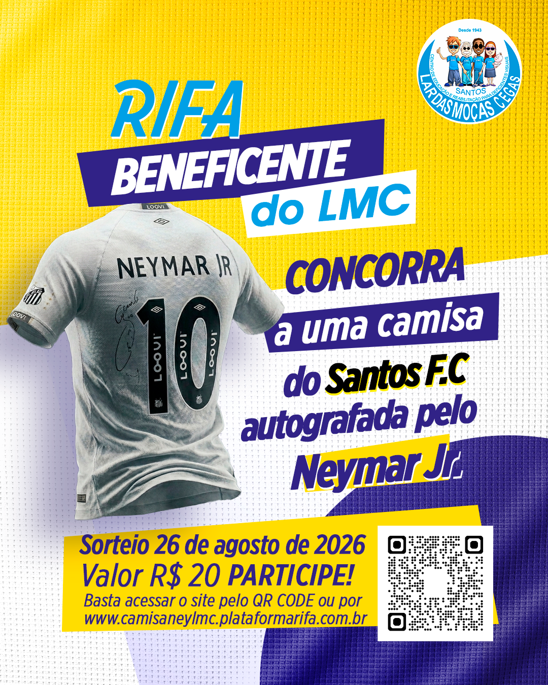 Concorra a uma camisa do Santos F.C autografada pelo Neymar Jr.